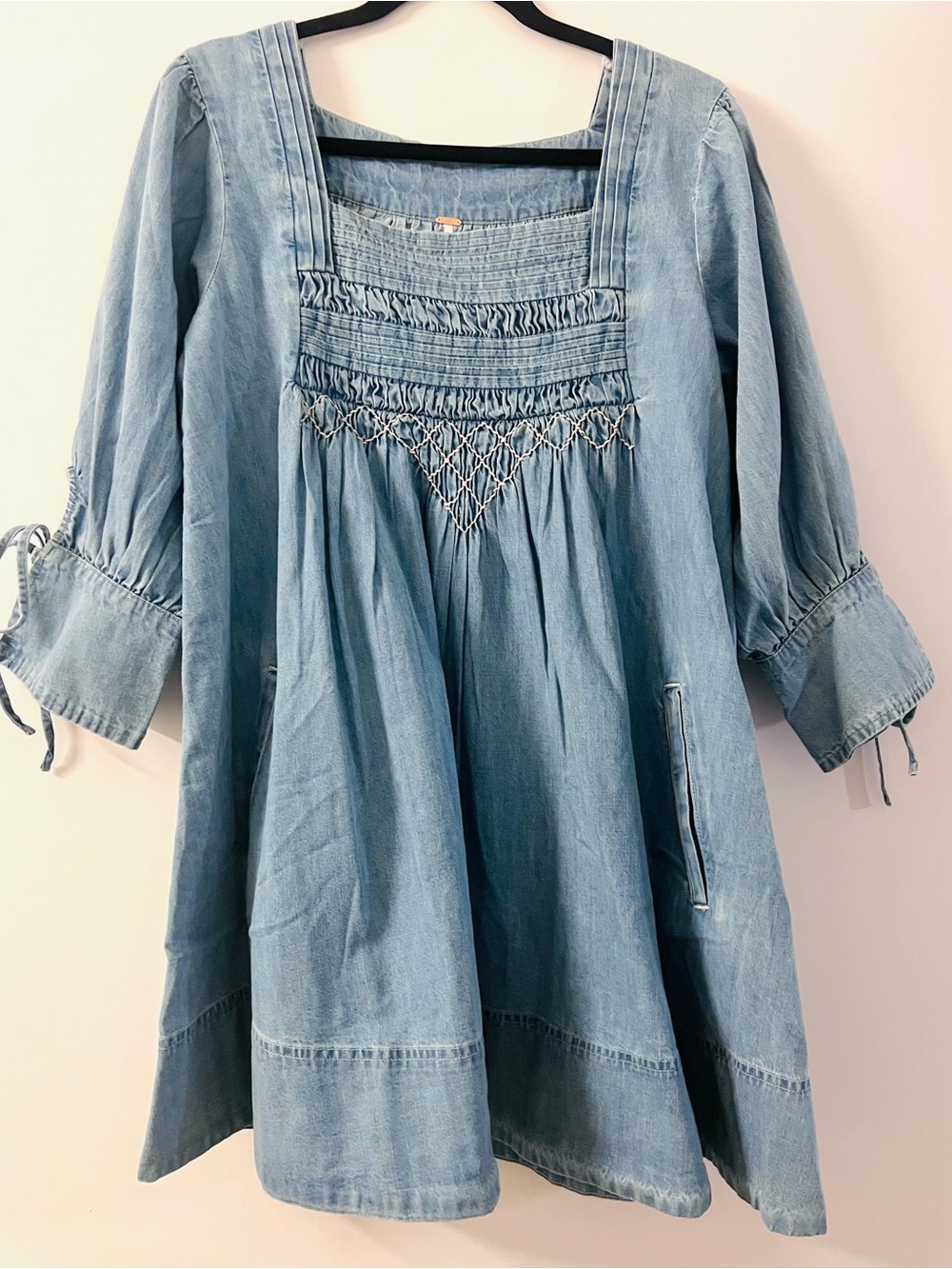 NWT Free People Sonora Denim Mini Dress In Cornflower - Picture 7 of 11